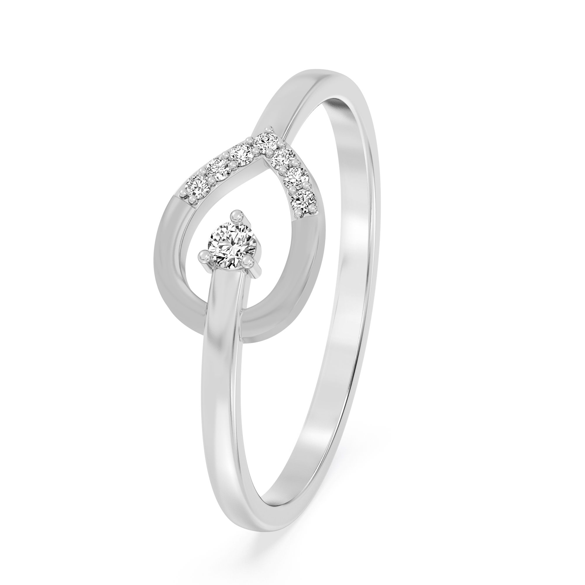 Graceful Loop Diamond Solitaire Platinum Ring